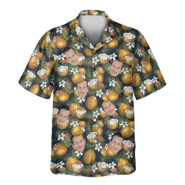1 Coconut Paradise Cocktail Aloha Custom Hawaiian Shirts With Faces Or Logos