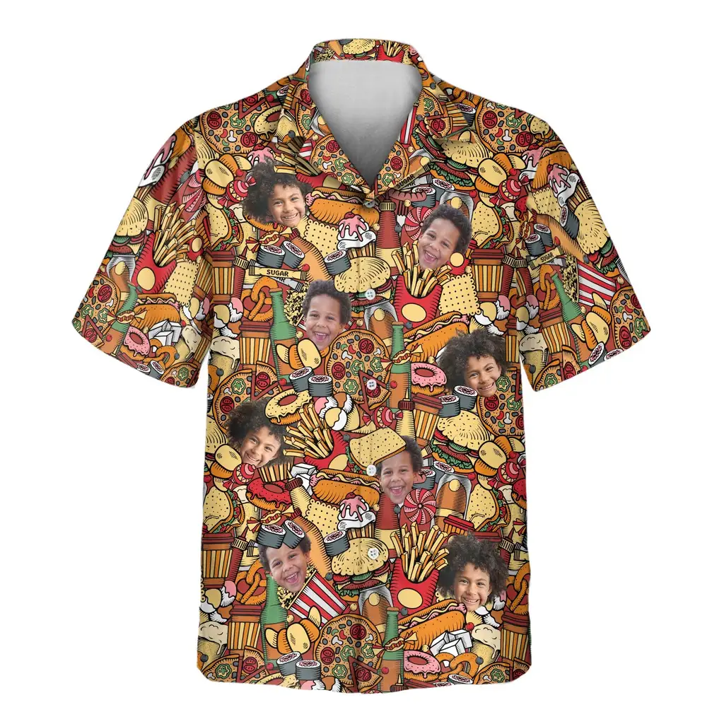 1 Fast Food Party Aloha Custom Hawaiian Shirts With Faces Or Logos