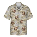 1 Golden Palm Leaves Aloha Custom Hawaiian Shirts With Faces Or Logos