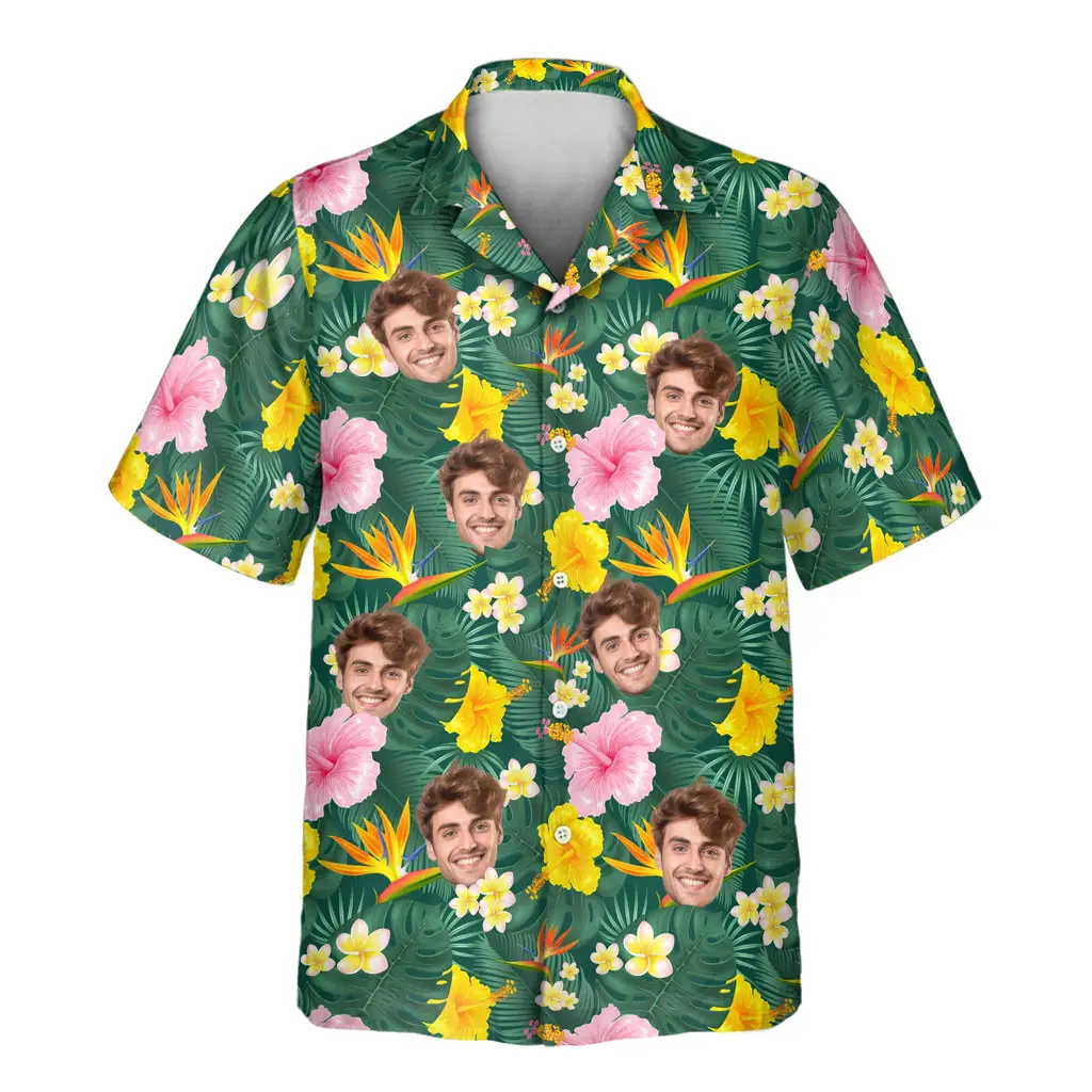 1 Island Blossom Aloha Custom Hawaiian Shirts With Faces Or Logos