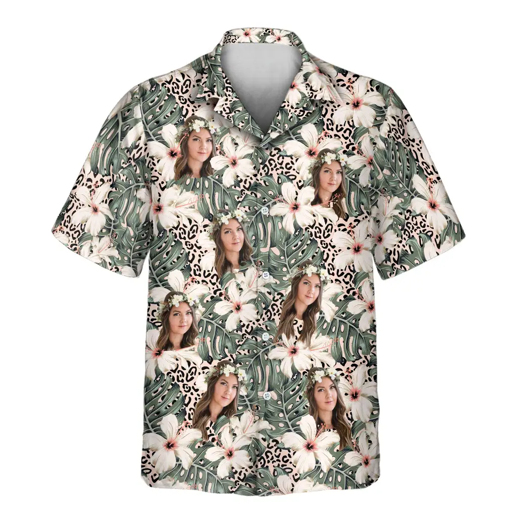1 Monstera Hibiscus Dream Aloha Custom Hawaiian Shirts With Faces Or Logos 1 Monstera Hibiscus Dream Aloha Custom Hawaiian Shirts With Faces Or Logos