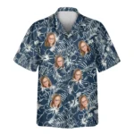 1 Navy Hibiscus Paradise Aloha Custom Hawaiian Shirts With Faces Or Logos