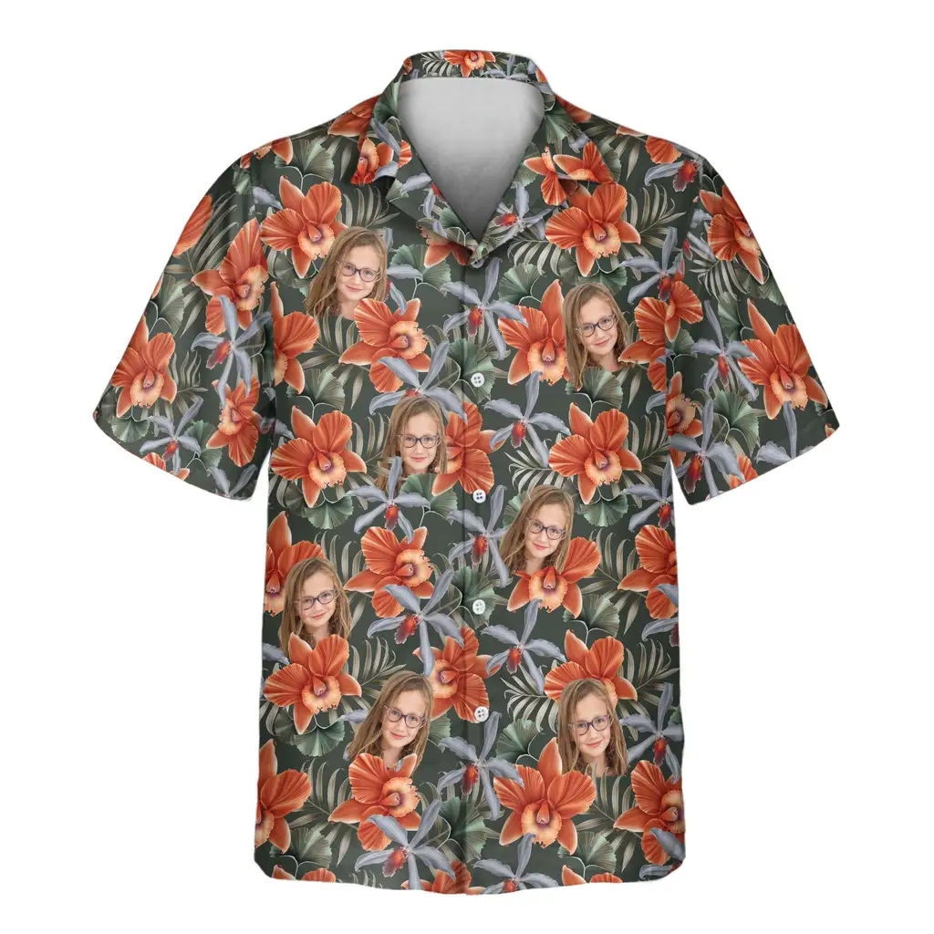 1 Orchid Isle Aloha Custom Hawaiian Shirts With Faces Or Logos