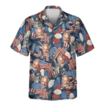 1 Retro USA Flag Aloha Custom Hawaiian Shirts With Faces Or Logos