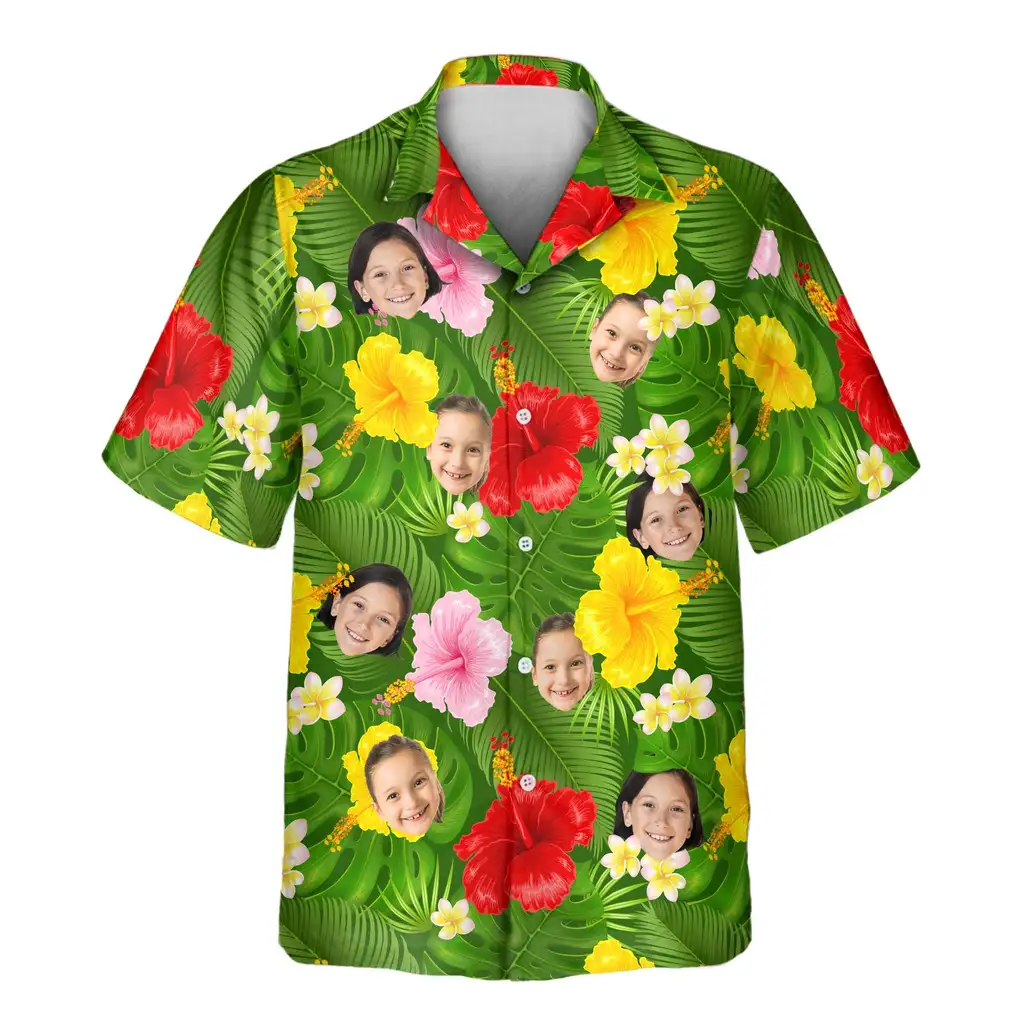 1 Summer Tropical Aloha Custom Hawaiian Shirts With Faces Or Logos