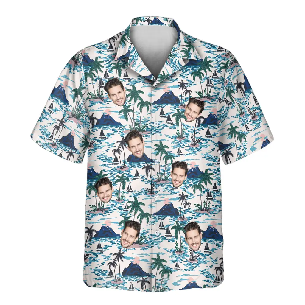 1 Sunset Sail Aloha Custom Hawaiian Shirts With Faces Or Logos 1 Sunset Sail Aloha Custom Hawaiian Shirts With Faces Or Logos