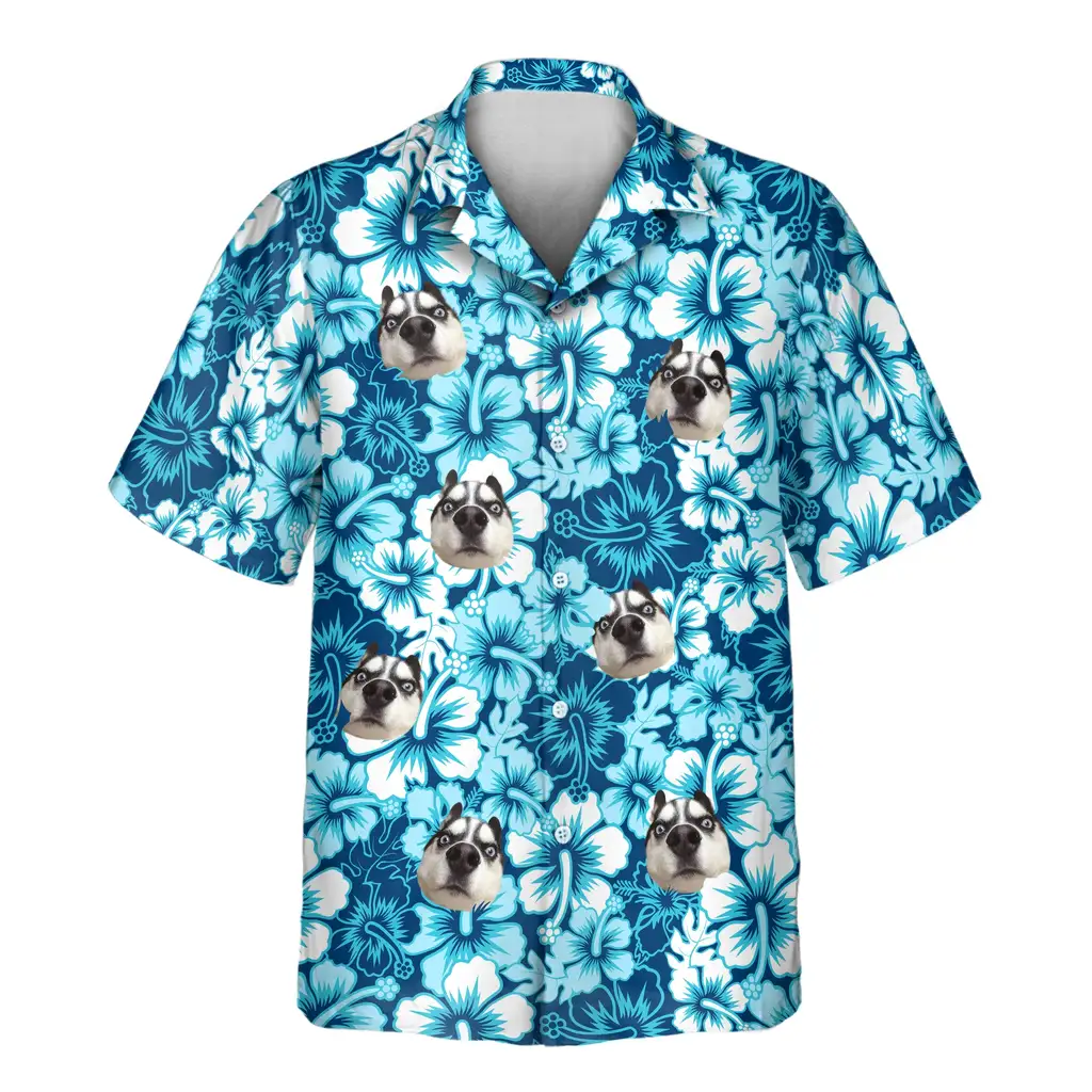 1 Surf Floral Hibiscus Aloha Custom Hawaiian Shirts With Faces Or Logos