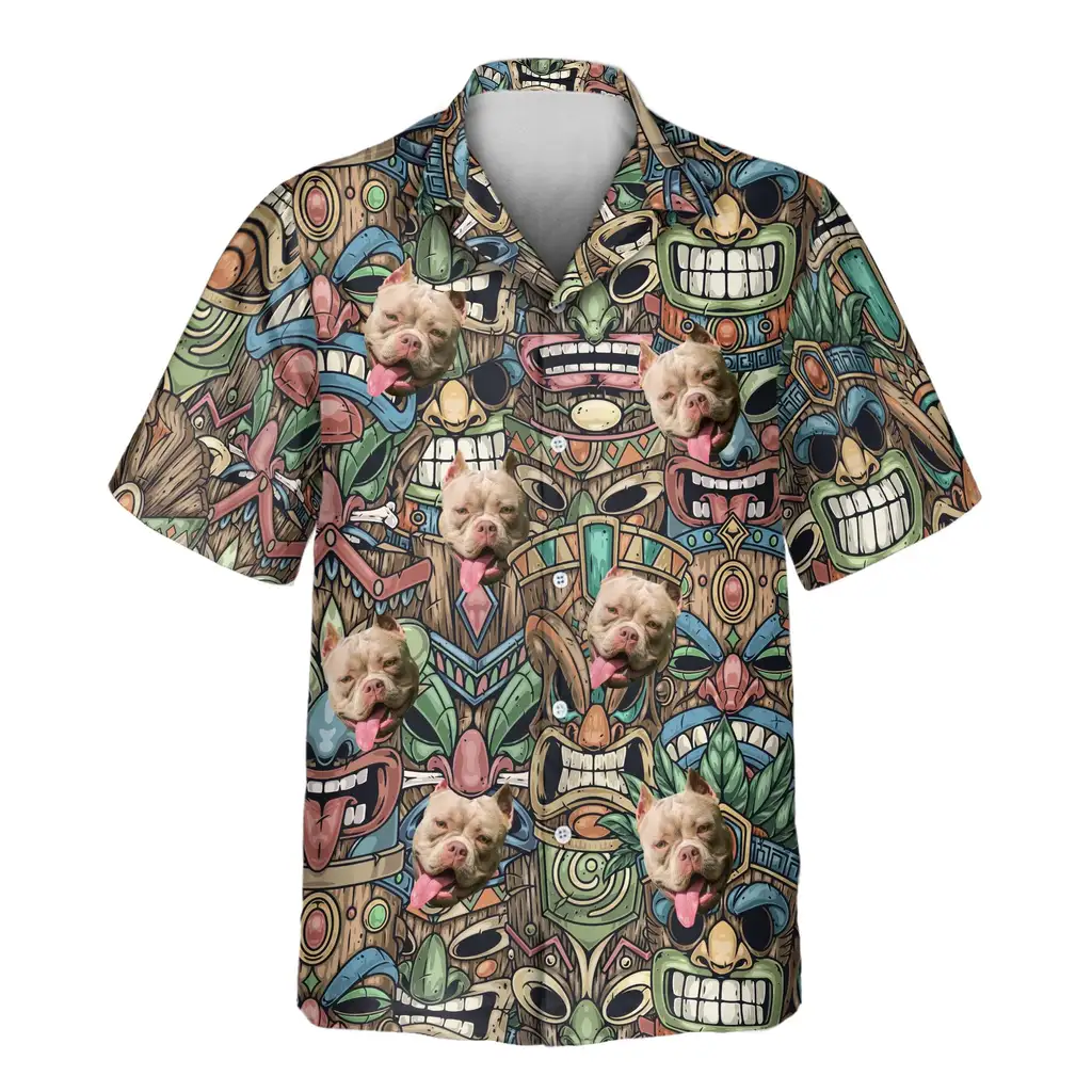 1 Tiki Island Vibes Aloha Custom Hawaiian Shirts With Faces Or Logos