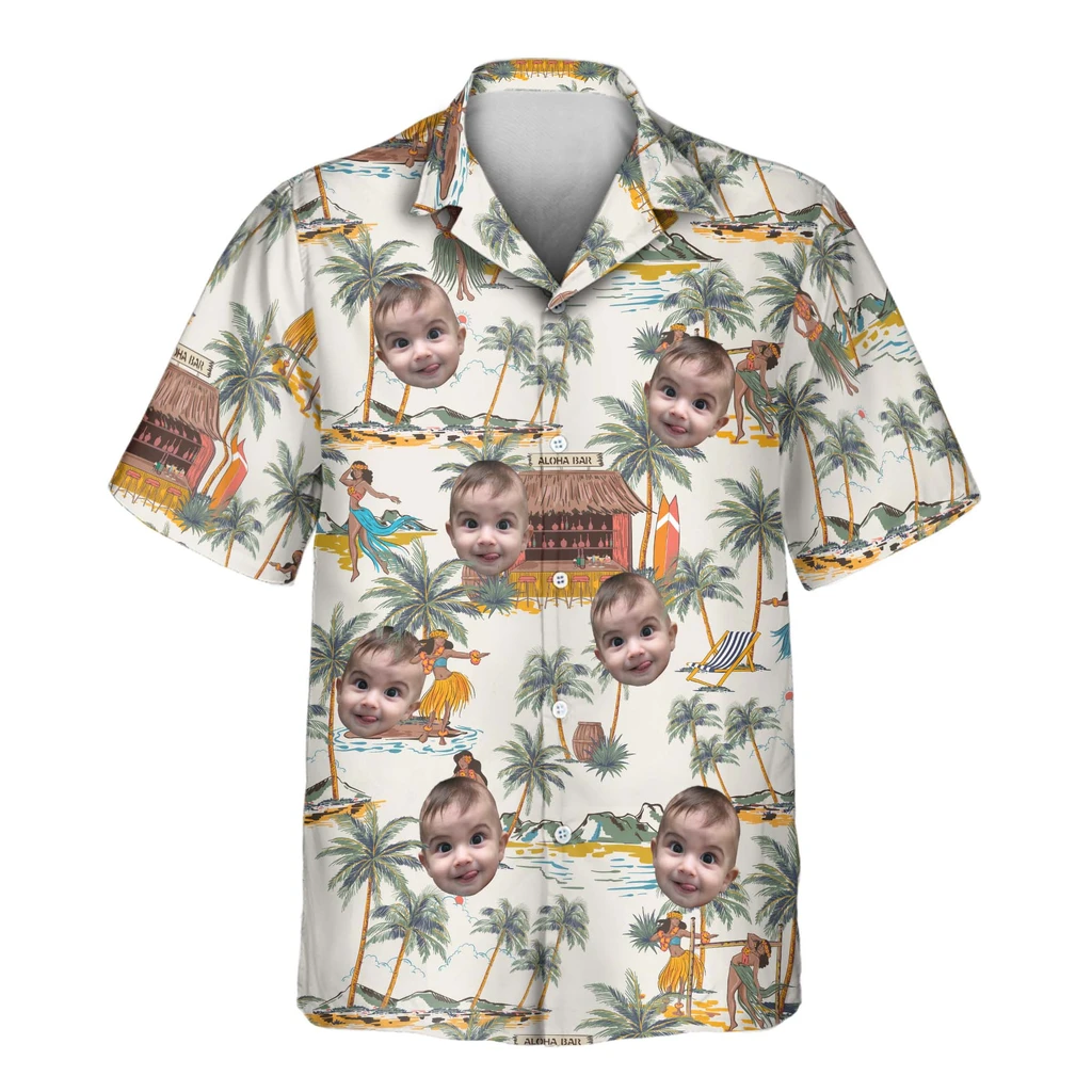 1 Tropical Escape Aloha Custom Hawaiian Shirts With Faces Or Logos