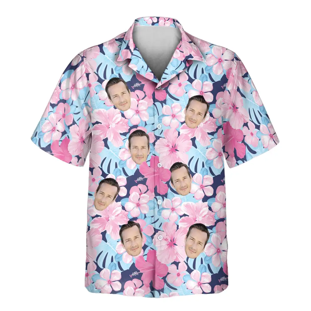 1 Tropical Floral Escape Aloha Custom Hawaiian Shirts With Faces Or Logos
