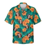 1 Tropical Flowers And Palm Leaves Aloha Custom Hawaiian Shirts With Faces Or Logos