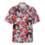 1 Tropical Red Flowers Aloha Custom Hawaiian Shirts With Faces Or Logos