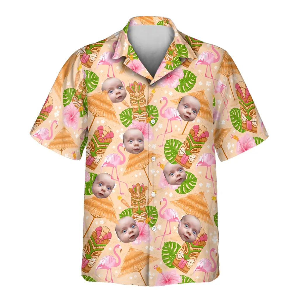 1 Tropical Tiki Grill Fest Aloha Custom Hawaiian Shirts With Faces Or Logos