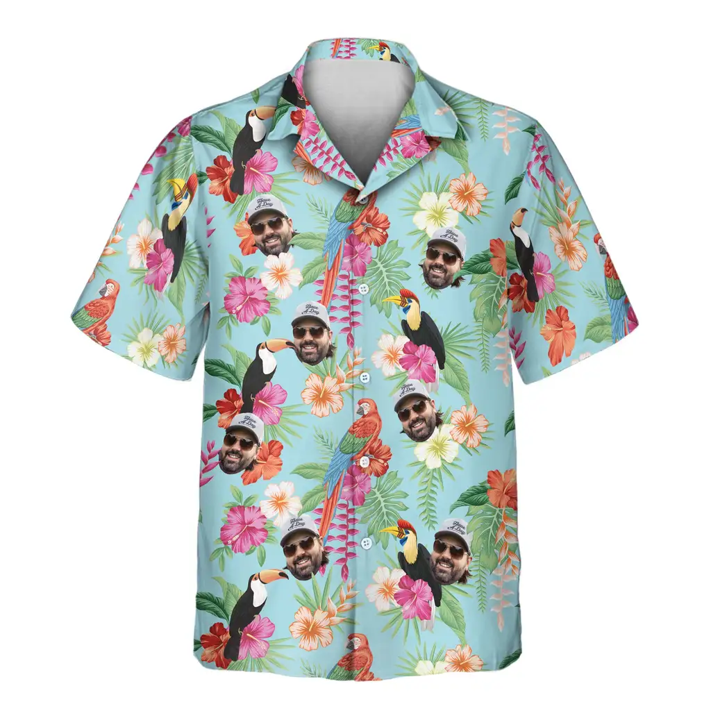 1 Tropical Toucan Macaw Paradise Aloha Custom Hawaiian Shirts With Faces Or Logos 1 Tropical Toucan Macaw Paradise Aloha Custom Hawaiian Shirts With Faces Or Logos