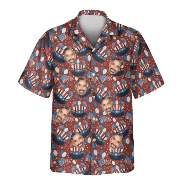 1 Uncle Sam Celebration Aloha Custom Hawaiian Shirts With Faces Or Logos