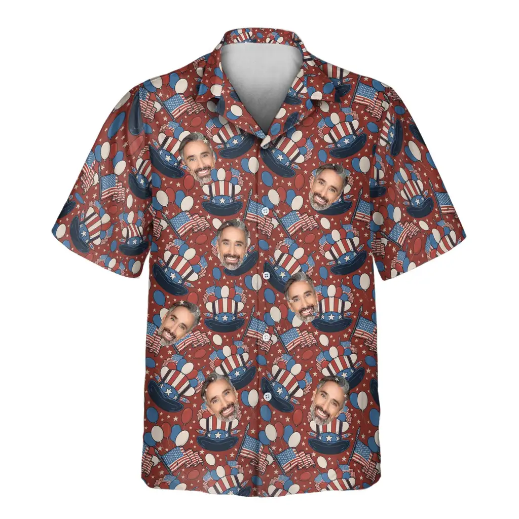 1 Uncle Sam Celebration Aloha Custom Hawaiian Shirts With Faces Or Logos 1 Uncle Sam Celebration Aloha Custom Hawaiian Shirts With Faces Or Logos