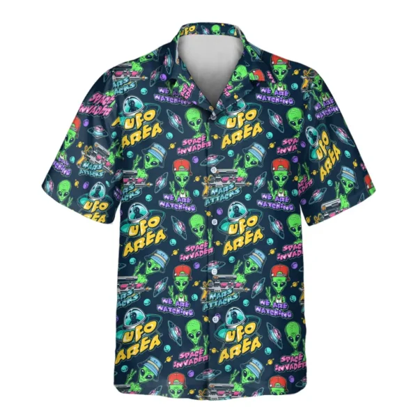 2 Alien Invasion Aloha Custom Hawaiian Shirts With Faces Or Logos
