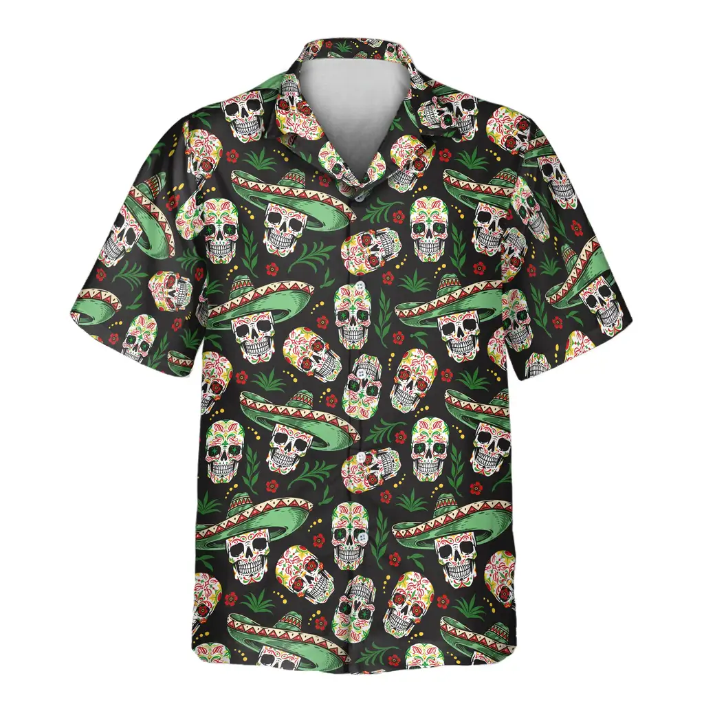 2 Fiesta Skull Vibes Aloha Custom Hawaiian Shirts With Faces Or Logos 2 Fiesta Skull Vibes Aloha Custom Hawaiian Shirts With Faces Or Logos