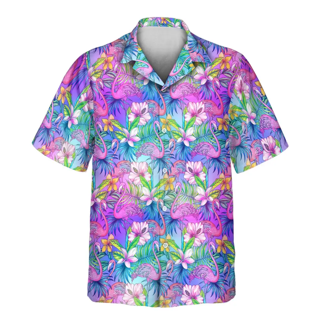 2 Flamingo Breeze Aloha Custom Hawaiian Shirts With Faces Or Logos