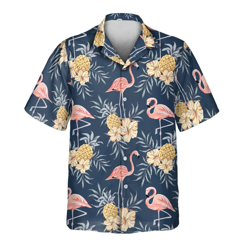 2 Flamingo Pineapple Paradise Aloha Custom Hawaiian Shirts With Faces Or Logos