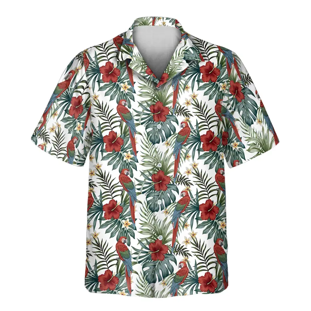 2 Floral Macaw Magic Aloha Custom Hawaiian Shirts With Faces Or Logos