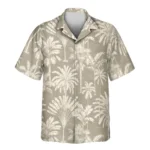1 Monochrome Tropics In Cotton Grey Aloha Custom Hawaiian Shirts With Faces Or Logos