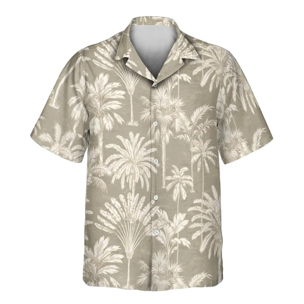 2 Monochrome Tropics In Cotton Grey Aloha Custom Hawaiian Shirts With Faces Or Logos