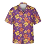 1 Purple Floral Hibiscus Aloha Custom Hawaiian Shirts With Faces Or Logos