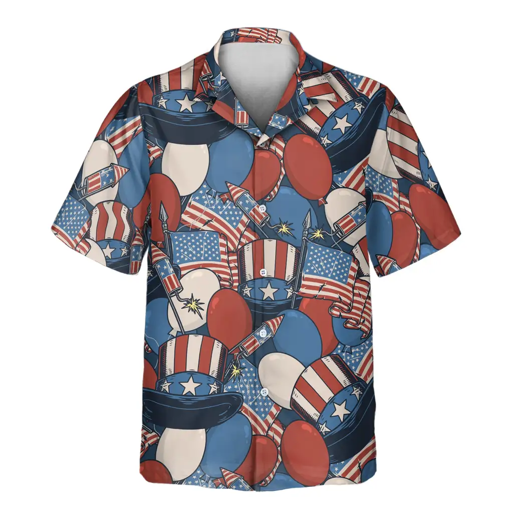 2 Retro American Patriotism Aloha Custom Hawaiian Shirts With Faces Or Logos