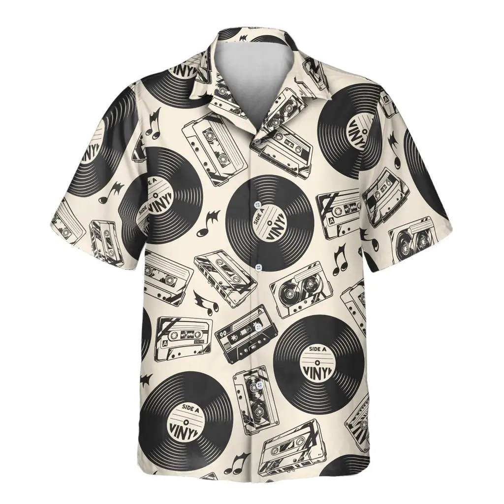 2 Retro Record Vibes Aloha Custom Hawaiian Shirts With Faces Or Logos 2 Retro Record Vibes Aloha Custom Hawaiian Shirts With Faces Or Logos