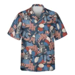 1 Retro USA Flag Aloha Custom Hawaiian Shirts With Faces Or Logos
