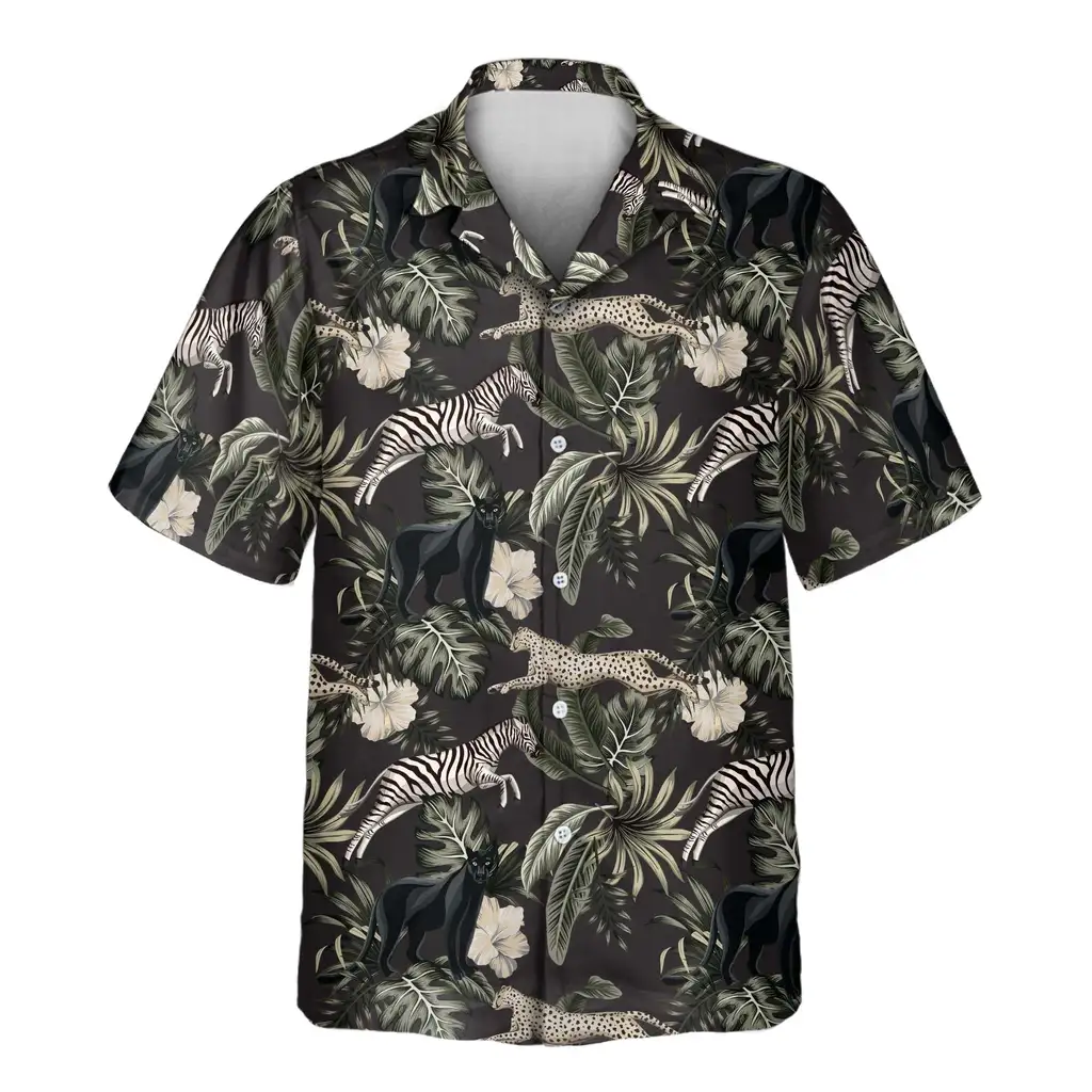 2 Running Wildlife Animal Aloha Custom Hawaiian Shirts With Faces Or Logos
