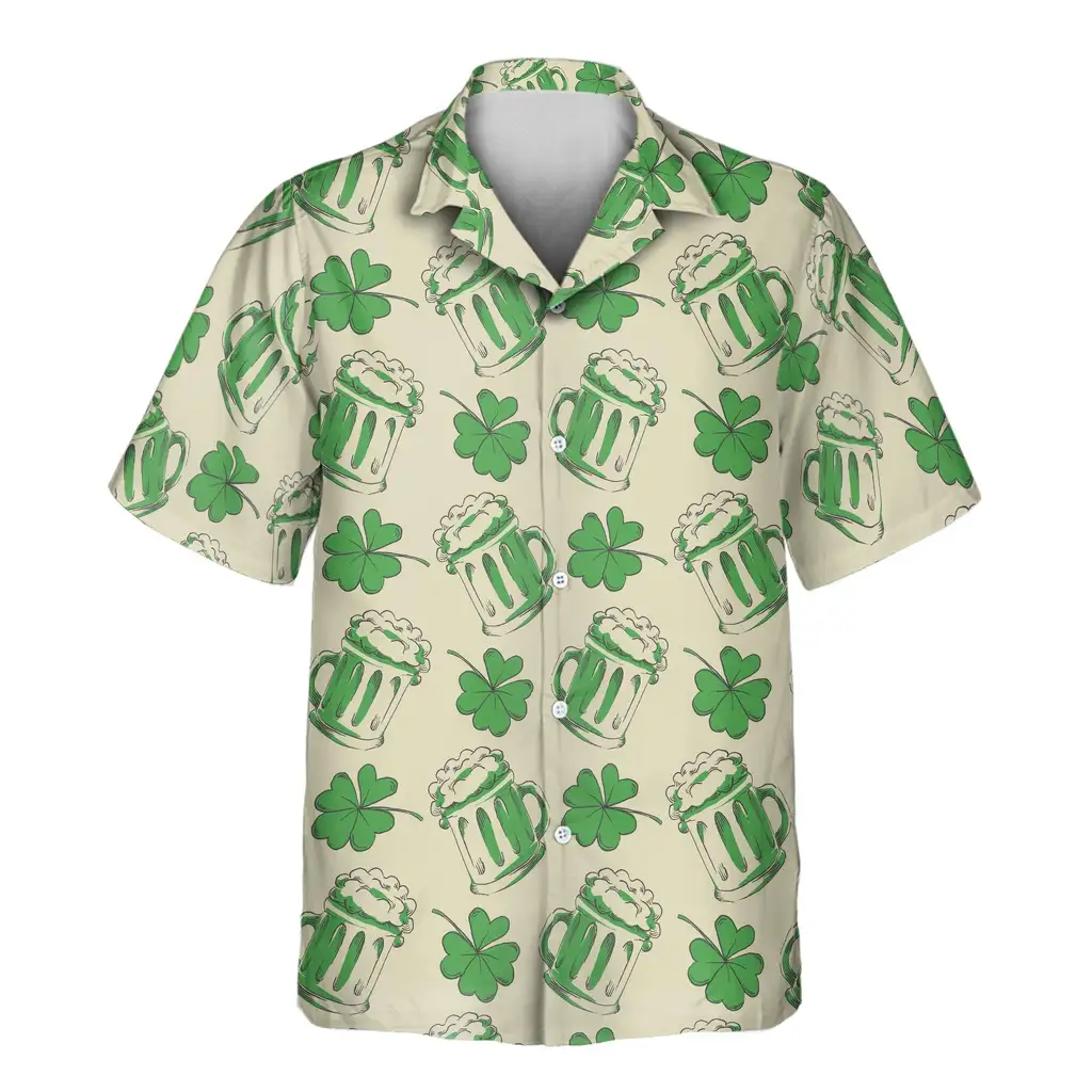 2 Shamrock Celebration Aloha Custom Hawaiian Shirts With Faces Or Logos