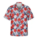 1 Tropical Red Flowers Aloha Custom Hawaiian Shirts With Faces Or Logos