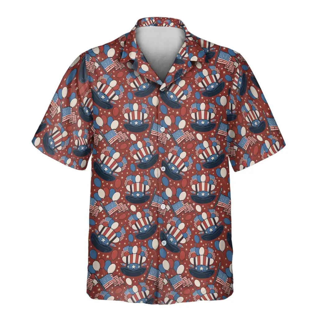 2 Uncle Sam Celebration Aloha Custom Hawaiian Shirts With Faces Or Logos 2 Uncle Sam Celebration Aloha Custom Hawaiian Shirts With Faces Or Logos