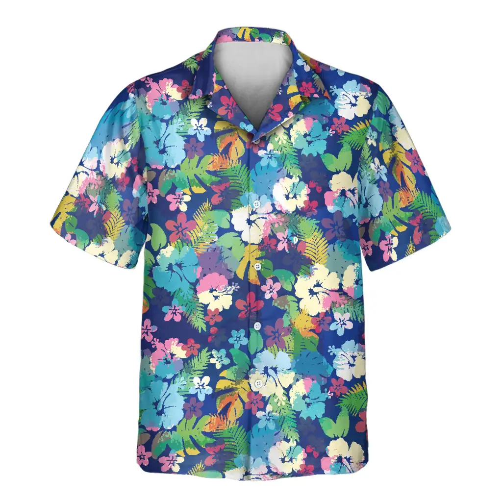 2 Vibrant Hibiscus Aloha Custom Hawaiian Shirts With Faces Or Logos