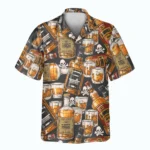 1 Whiskey Skulls Retro Aloha Custom Hawaiian Shirts With Faces Or Logos
