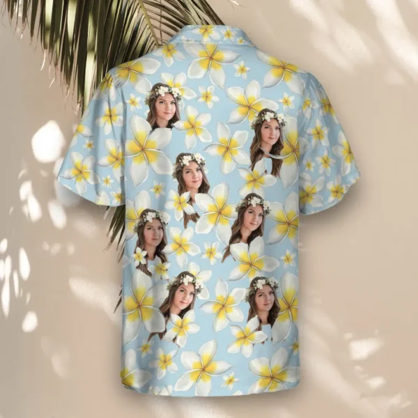 3 Frangipani Paradise Aloha Custom Hawaiian Shirts With Facesor Logos