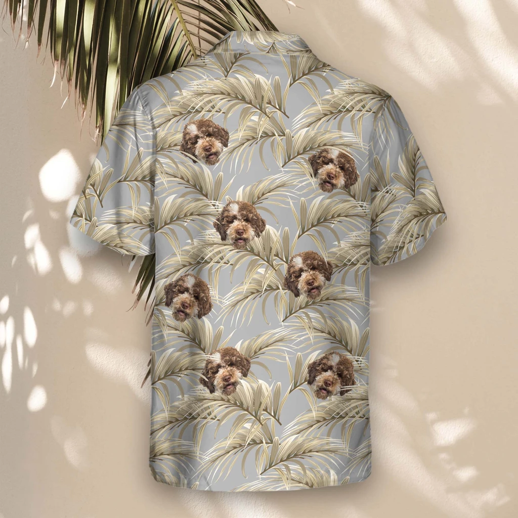 3 Golden Palm Leaves Aloha Custom Hawaiian Shirts With Faces Or Logos