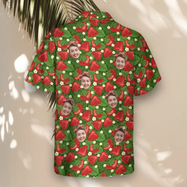 3 Juicy Strawberry Tropics Aloha Custom Hawaiian Shirts With Faces Or Logos