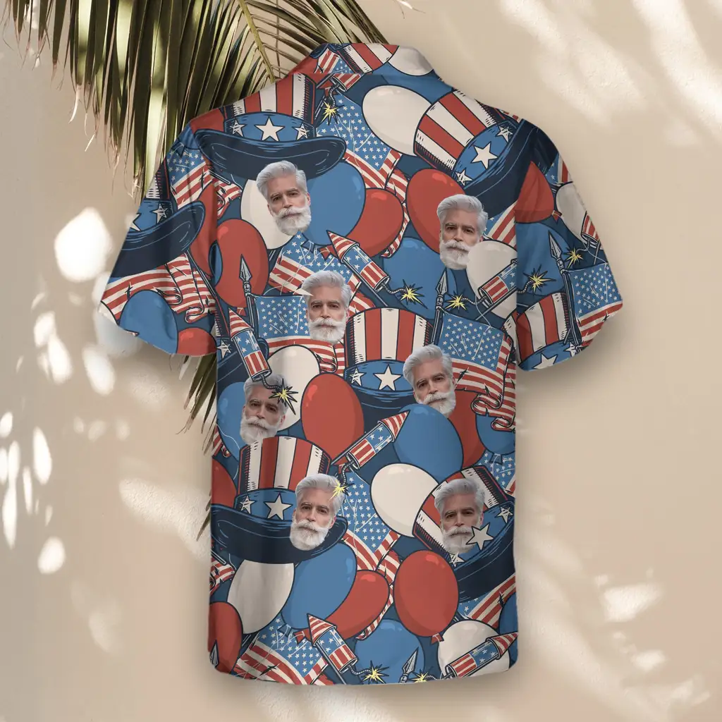 3 Retro American Patriotism Aloha Custom Hawaiian Shirts With Faces Or Logos