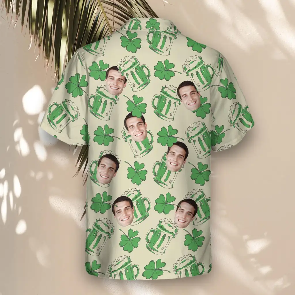 3 Shamrock Celebration Aloha Custom Hawaiian Shirts With Faces Or Logos