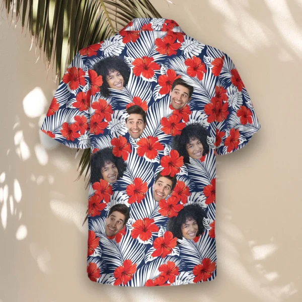 3 Tropical Red Flowers Aloha Custom Hawaiian Shirts With Faces Or Logos