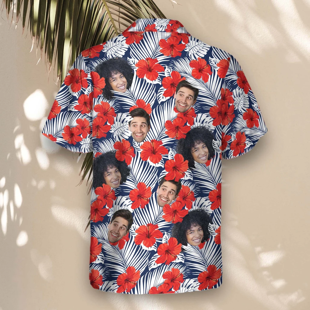 3 Tropical Red Flowers Aloha Custom Hawaiian Shirts With Faces Or Logos 3 Tropical Red Flowers Aloha Custom Hawaiian Shirts With Faces Or Logos