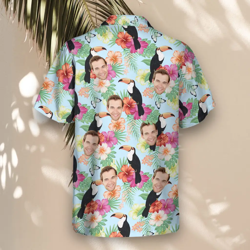 3 Tropical Wonderland Aloha Custom Hawaiian Shirts With Faces Or Logos 3 Tropical Wonderland Aloha Custom Hawaiian Shirts With Faces Or Logos