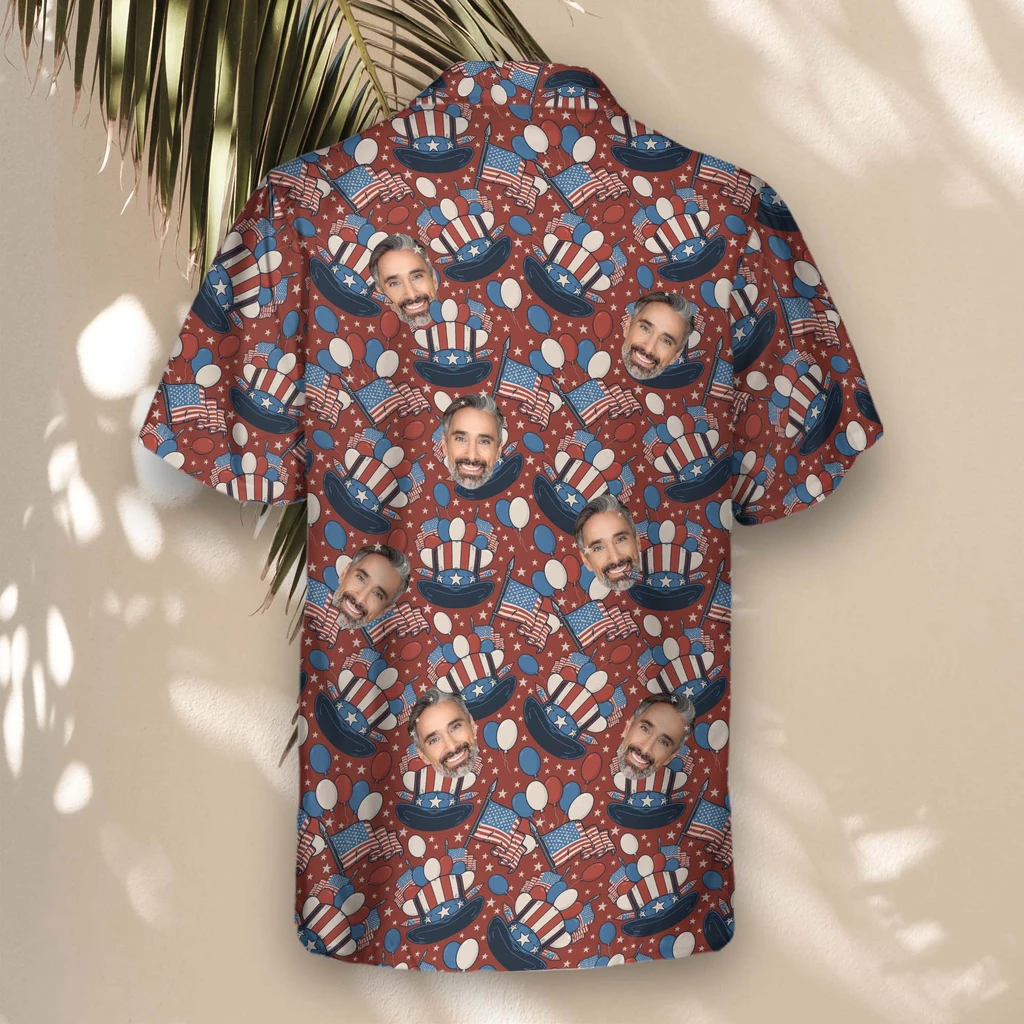 3 Uncle Sam Celebration Aloha Custom Hawaiian Shirts With Faces Or Logos 3 Uncle Sam Celebration Aloha Custom Hawaiian Shirts With Faces Or Logos