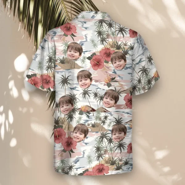 3 Vintage Island Palm Hibiscus Aloha Custom Hawaiian Shirts With Faces Or Logos