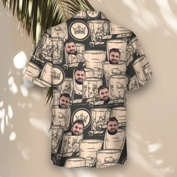 3 Whiskey Booze Aloha Custom Hawaiian Shirts With Faces Or Logos.
