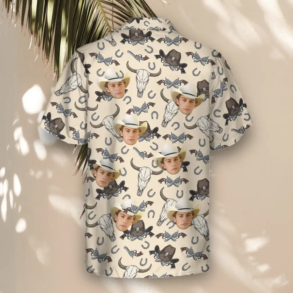 3 Wild West Justice Aloha Custom Hawaiian Shirts With Faces Or Logos