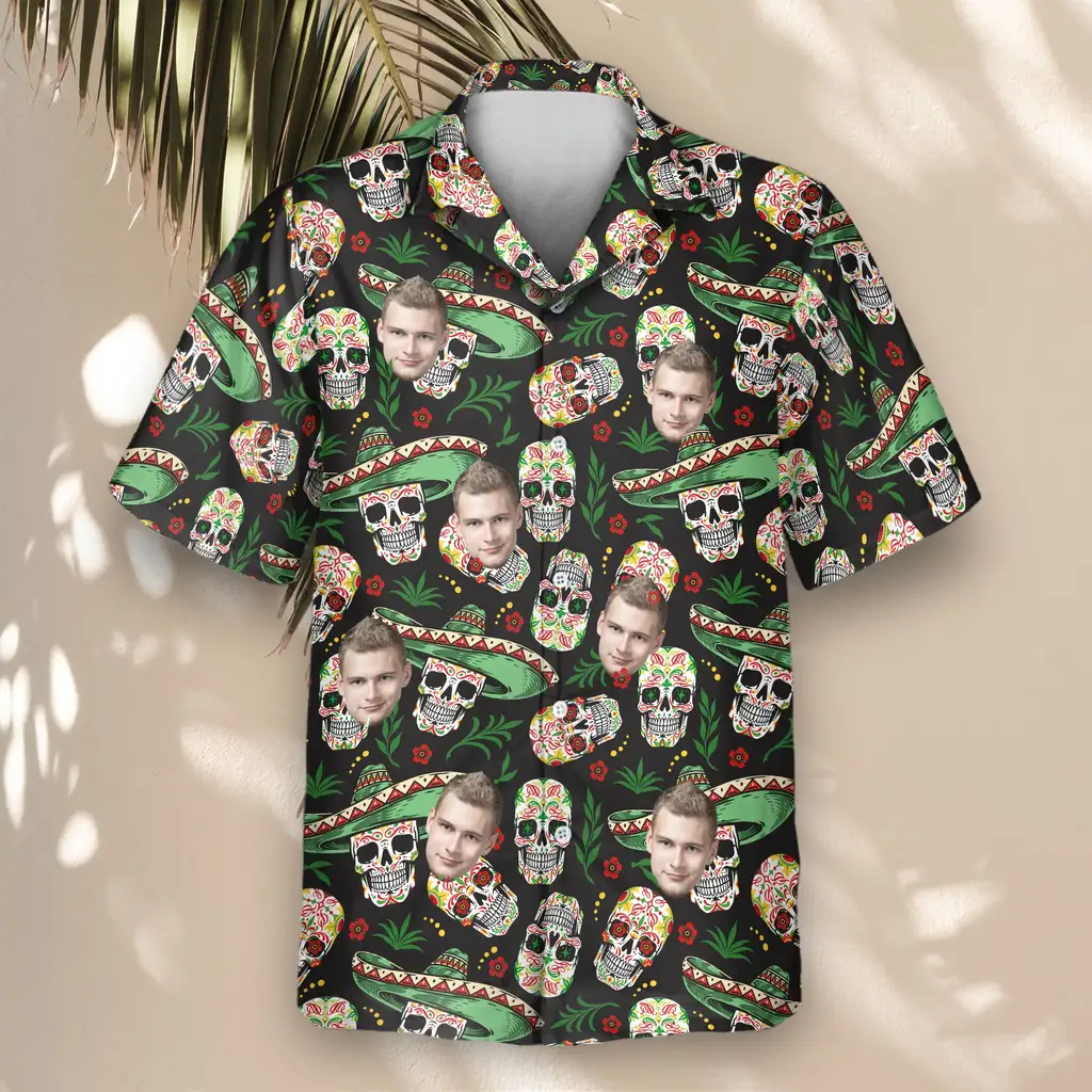 4 Fiesta Skull Vibes Aloha Custom Hawaiian Shirts With Faces Or Logos 4 Fiesta Skull Vibes Aloha Custom Hawaiian Shirts With Faces Or Logos